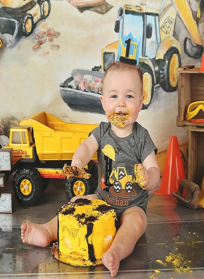 HGFC 1st Birthday Crown For Boys - Excavator Birthday Party Supplies，1st Birthday Photo Shoot Props，Babys' Party Headwear For 1st Birthday，First Birthday Cake Smash Decor - Image 4